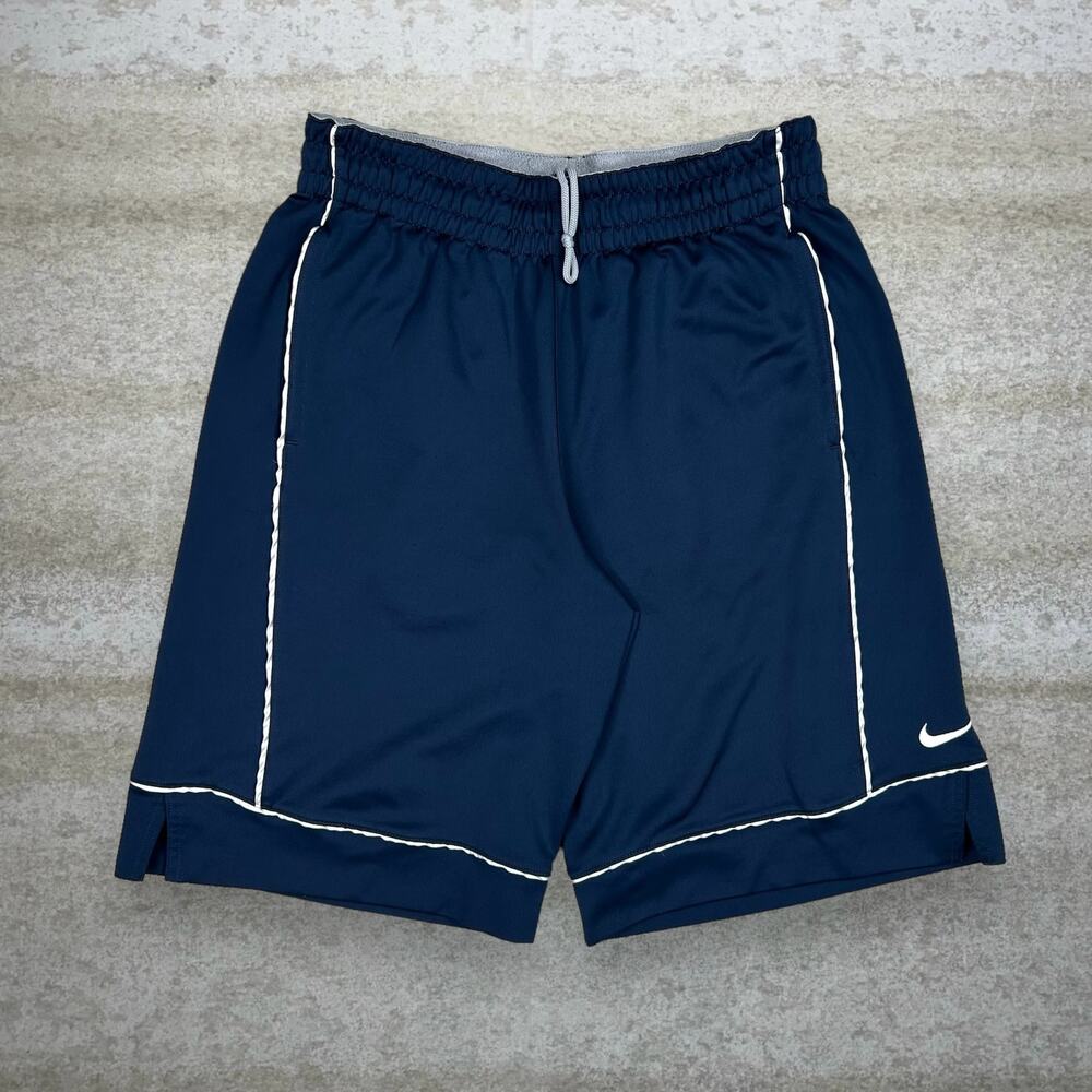 Vintage Y2K Nike Gym Shorts Mens S Navy Blue Baggy Fit Polyester White